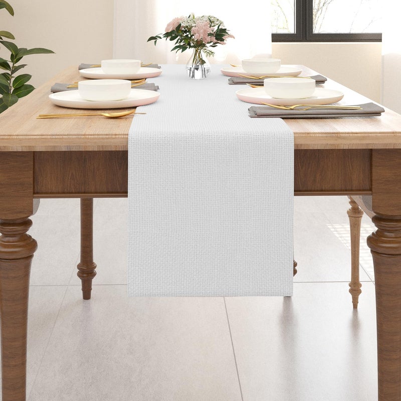NATUS WEAVER مفرش طاولة طعام 12 × 90 بوصة من قماش الخيش لمطبخ المزرعة، أبيض نقي - Image 1